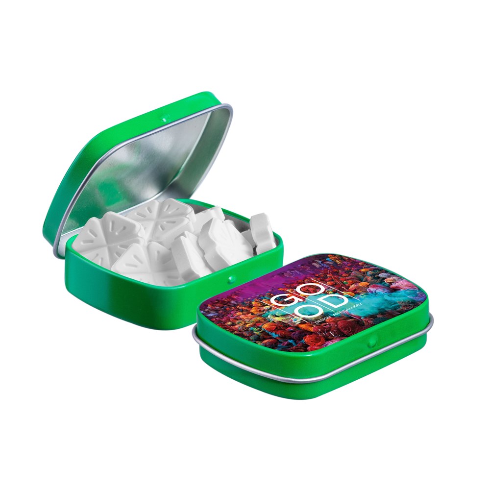 Mini scharnierblikje met vorm pepermunt