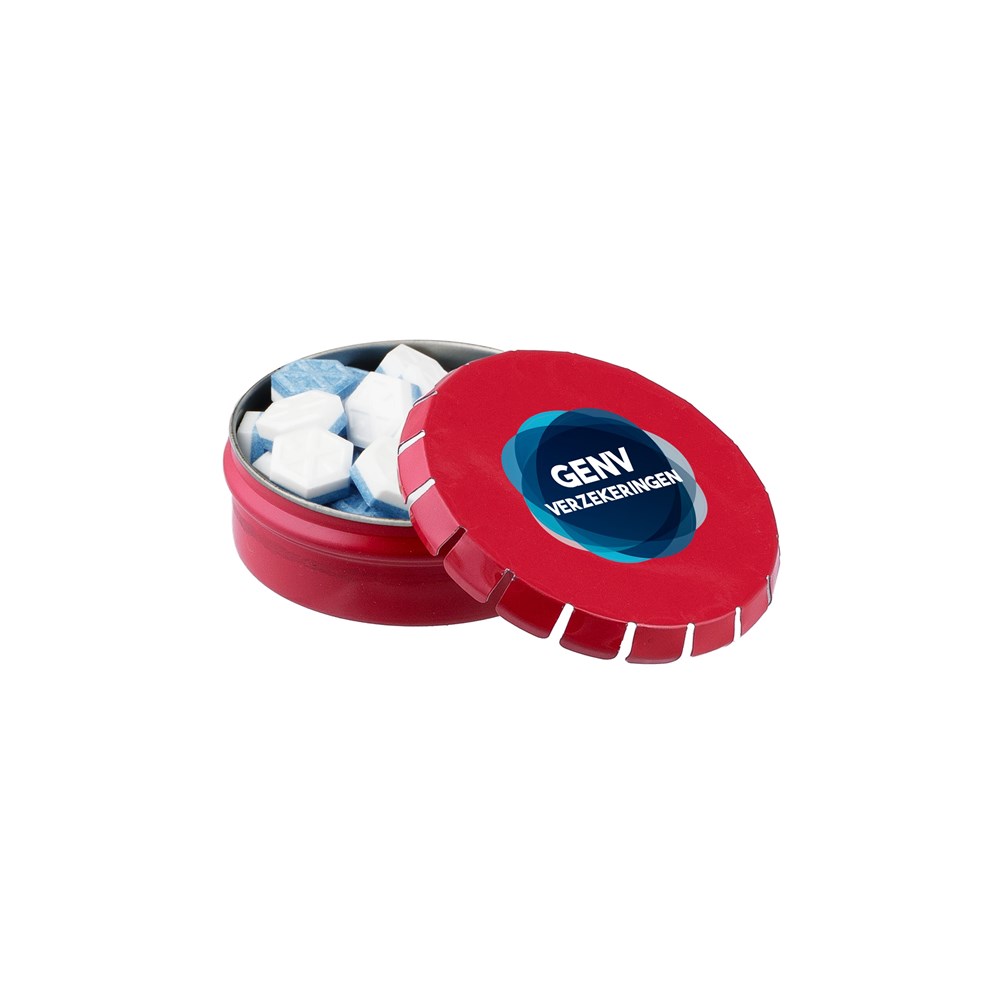 Mini clic-clac blikje met pepermunt - rood