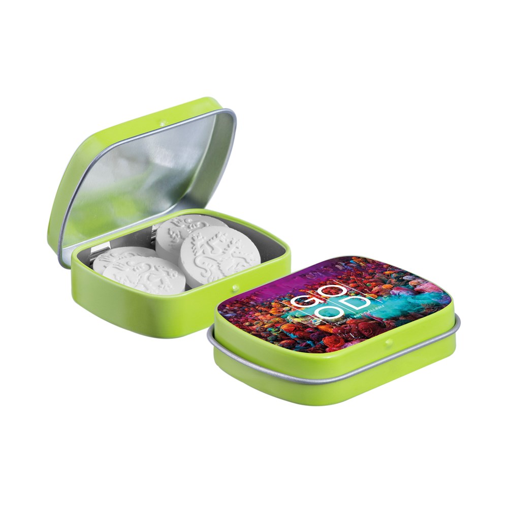 Mini scharnierblikje met vorm pepermunt - Lime