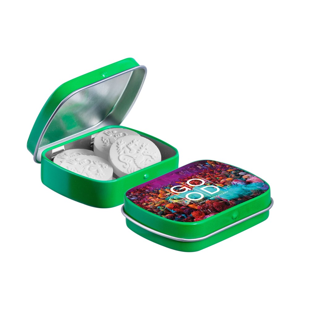 Mini scharnierblikje met vorm pepermunt - groen
