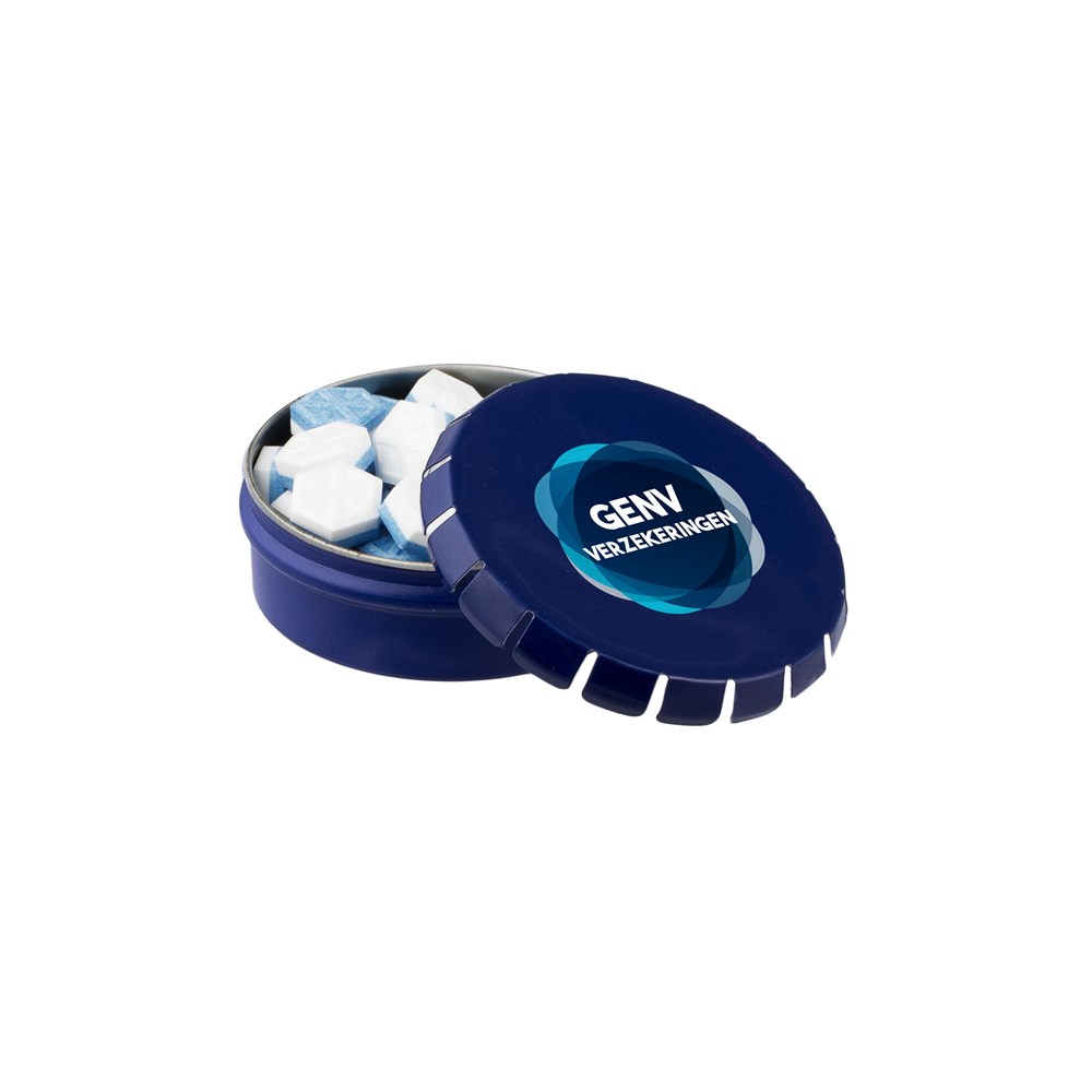 Mini clic-clac blikje met pepermunt - blauw
